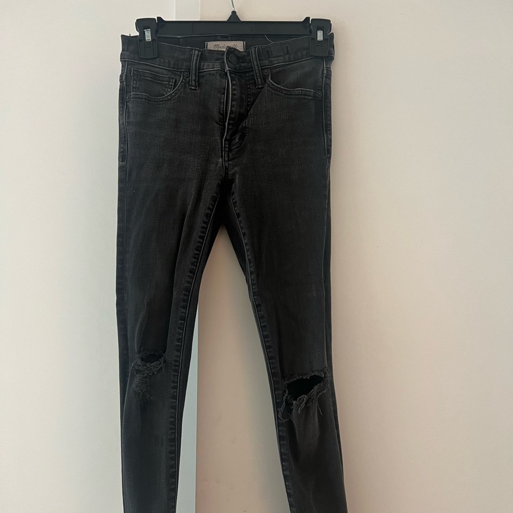 Madewell Faded Black Ripped Skinny Jeans